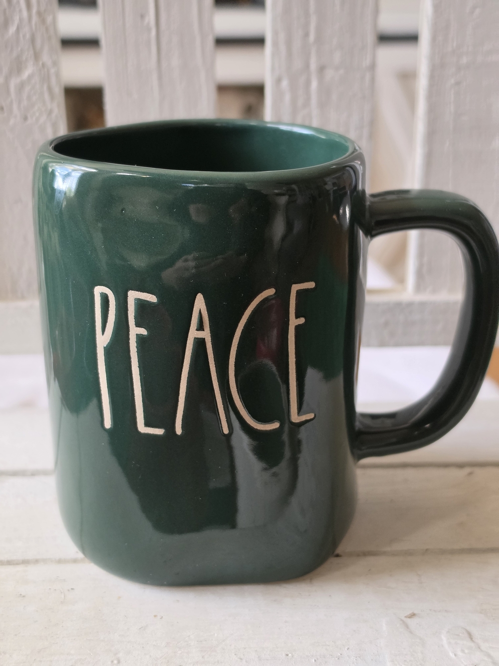 Green 'Peace' Ceramic Coffee Mug